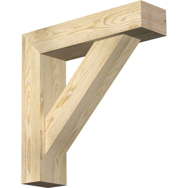Ekena Millwork Traditional Block Rough Sawn Bracket w/ Offset Brace, Douglas Fir, 6"W x 24"D x 24"H BKT0604X24X24TRA05RDF - main